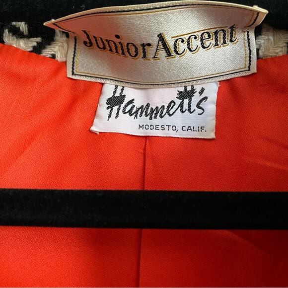 Vintage 60s Houndstooth Orange & Black Dress & Matching Jacket Size 6 - Picture 7 of 9